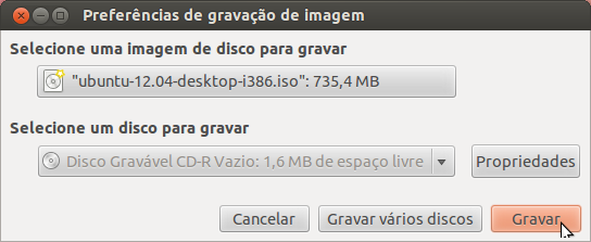 Gravar CD de instalação do Ubuntu no Linux