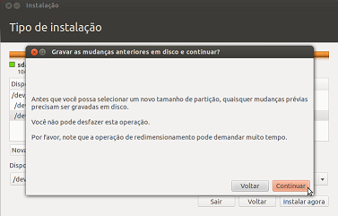 Criando as três partições no Ubuntu 12.04