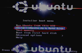 Menu inicial do Ubuntu 12.04 via Pendrive