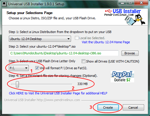 Instalando o Ubuntu 12.04 através de um pendrive criado com o Universal USB Installer Experimentando ou Instalando o Ubuntu 12.04 via pendrive gerado com o Universal USB Installer