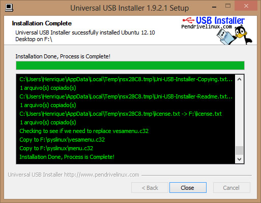 Universal USB Installer: Instalando o Ubuntu 12.10 através de um pendrive criado no Windows 8