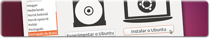 Instalação do Ubuntu 13.10 - Escolha do Idioma