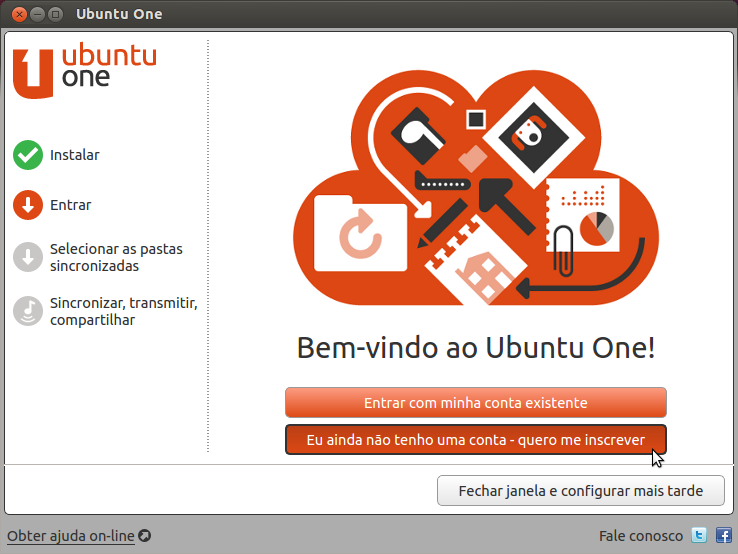 Ubuntu One - Criando uma nova conta ou utilizando uma existente