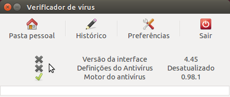 Interface do ClamTk no Ubuntu 14.04
