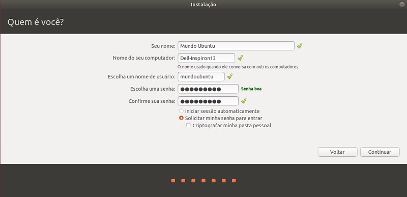 credenciais ubuntu1710